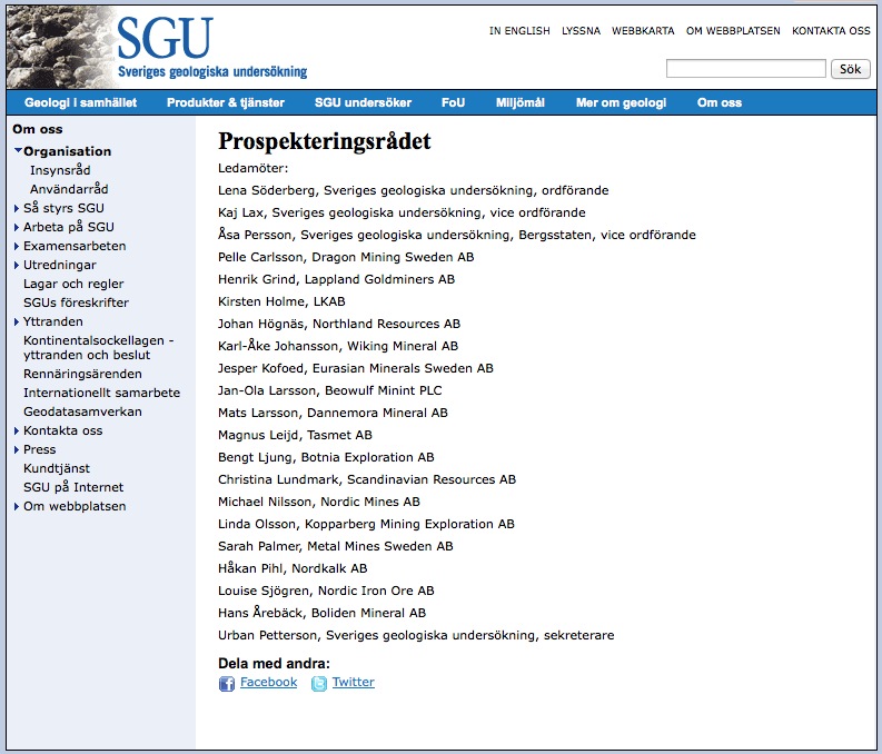 SGUs ledamöter i prospekteringsrådet